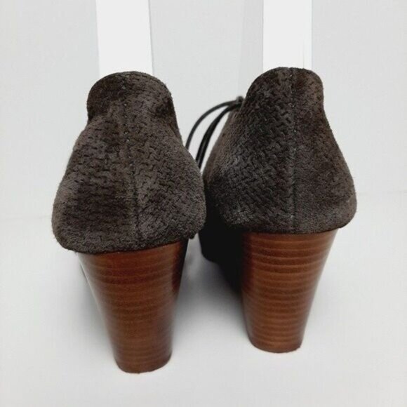 JEFFREY CAMPBELL Roosevelt Handmade Havana Suede Peep-toe Heels Taupe Sz 6.5 M - Picture 7 of 12